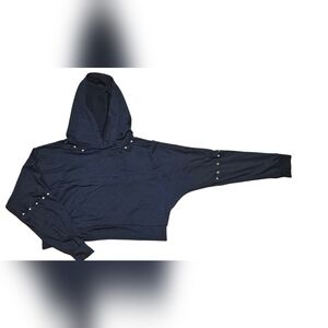 Long Sleeve Black Crop Top Hoodie